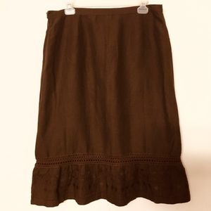 Brown linen mini skirt Sz 12